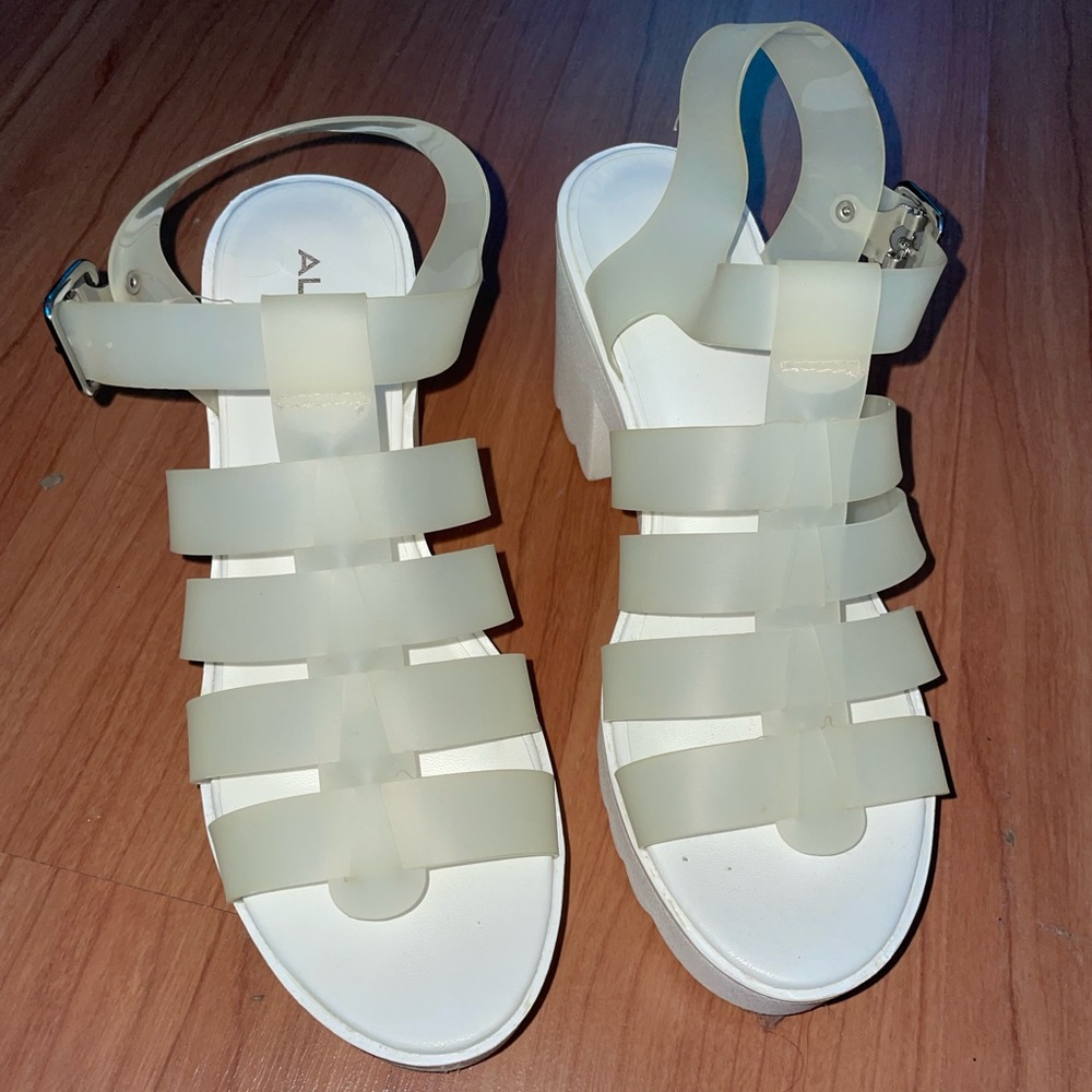 Aldo White chunky heels.